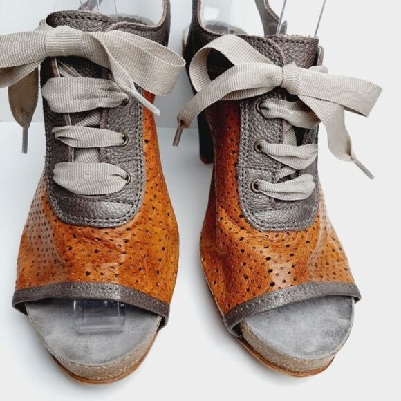 DKODE Peep-Toe Lace-up Perforated Leather High Heels Sz 10 | Eur 41 - Picture 6 of 14